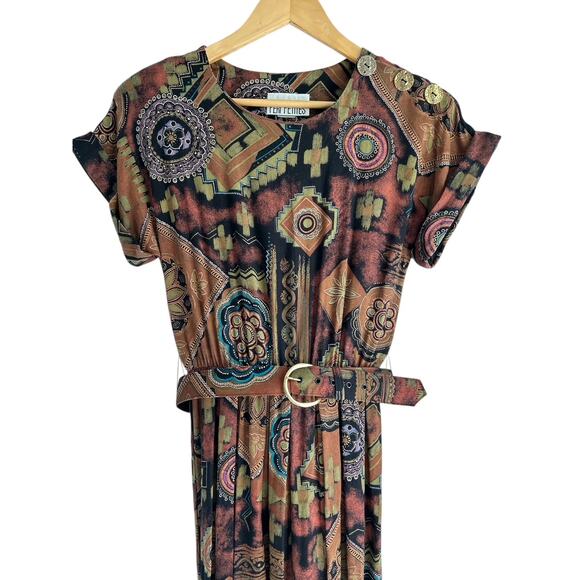 Vintage USA Peri Petites‎ Women’s Size 8 80s Boho Midwestern Dress - Picture 3 of 8